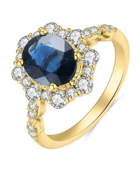 OVAL SAPPHIRE DIAMOND RING (TR3936)